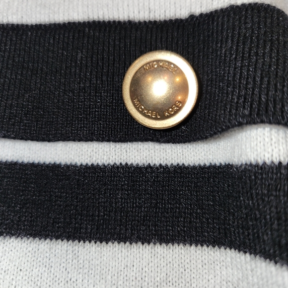 NWT Michael/Michael Kors Black/White Stripe Cardigan Gold Logo Buttons Size XL - Picture 11 of 11